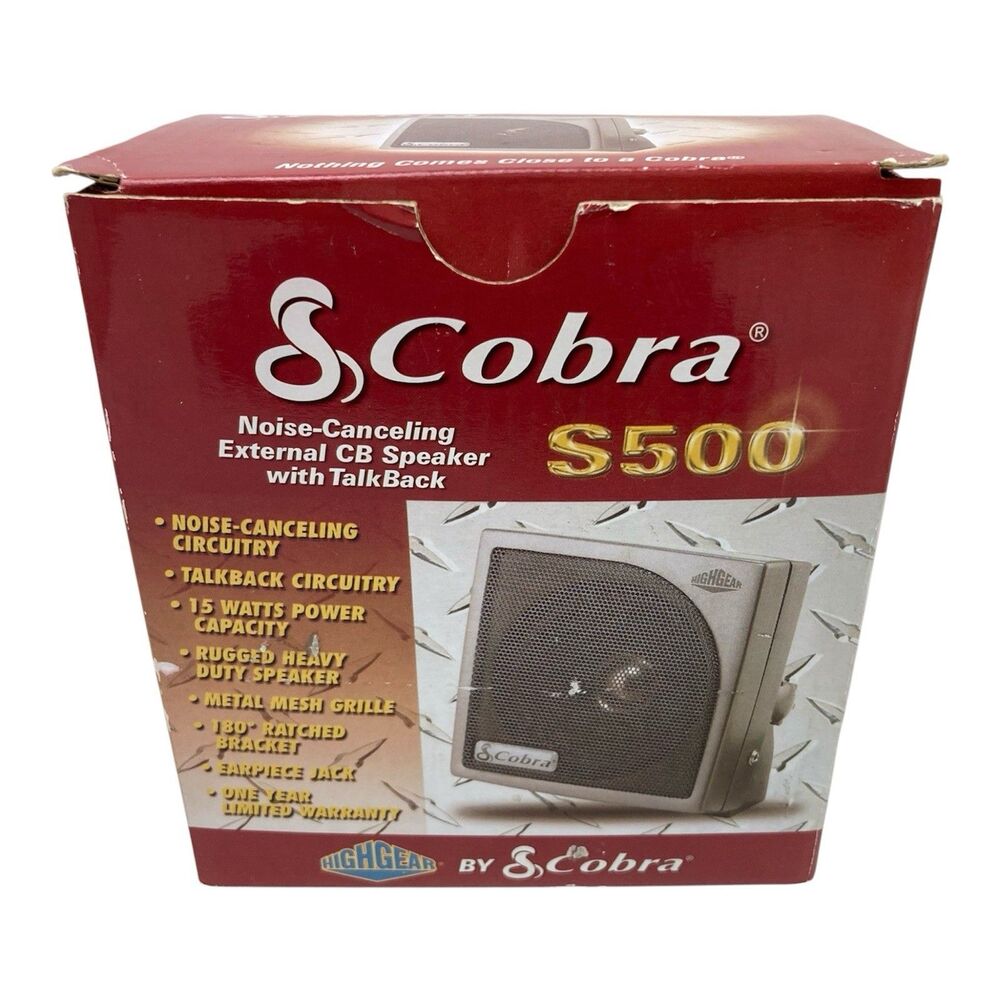 Cobra S500 Noise Canceling External CB Speaker with Talkback New In Box